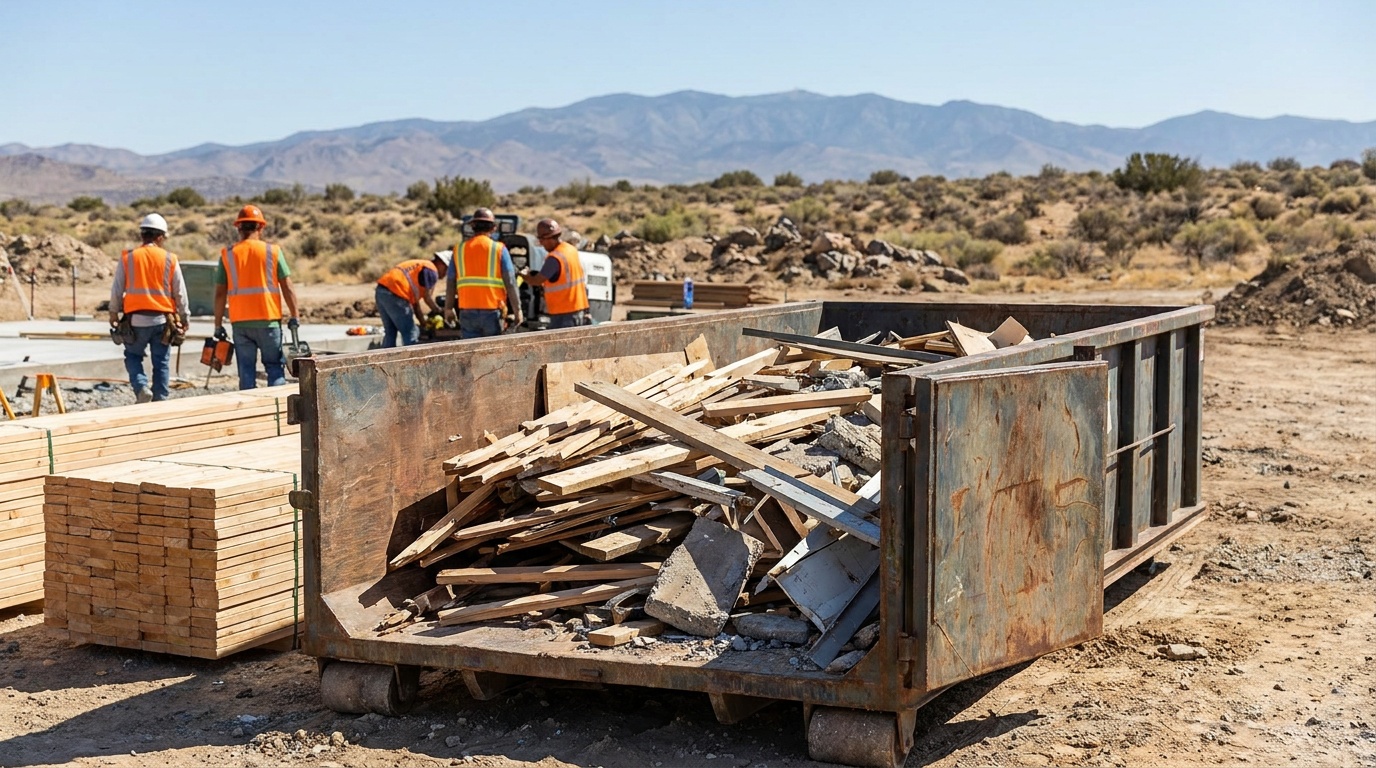 Construction dumpster on a Chatsworth, CA job site