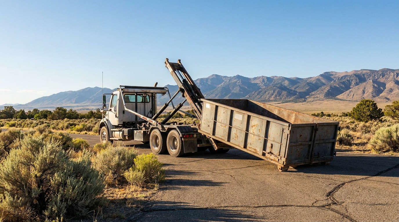 Dumpster delivery truck in Chatsworth